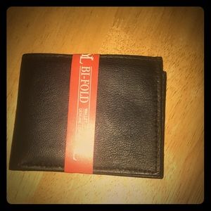 New Bi fold genuine leather wallet black